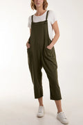 Green Bow Detail Cotton Dungarees