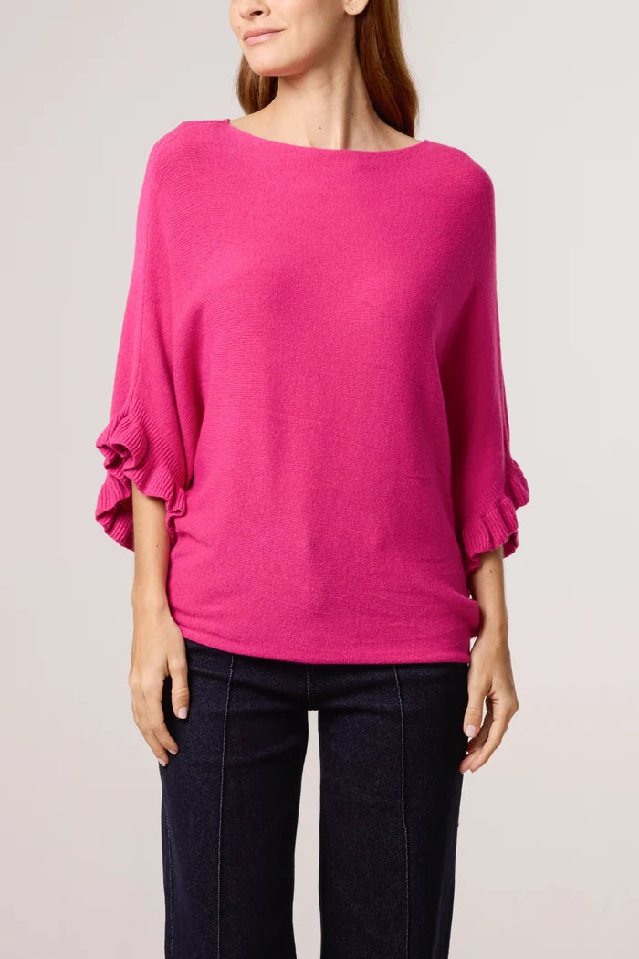 Pink Light Knit Ruffle Sleeve Jumper
