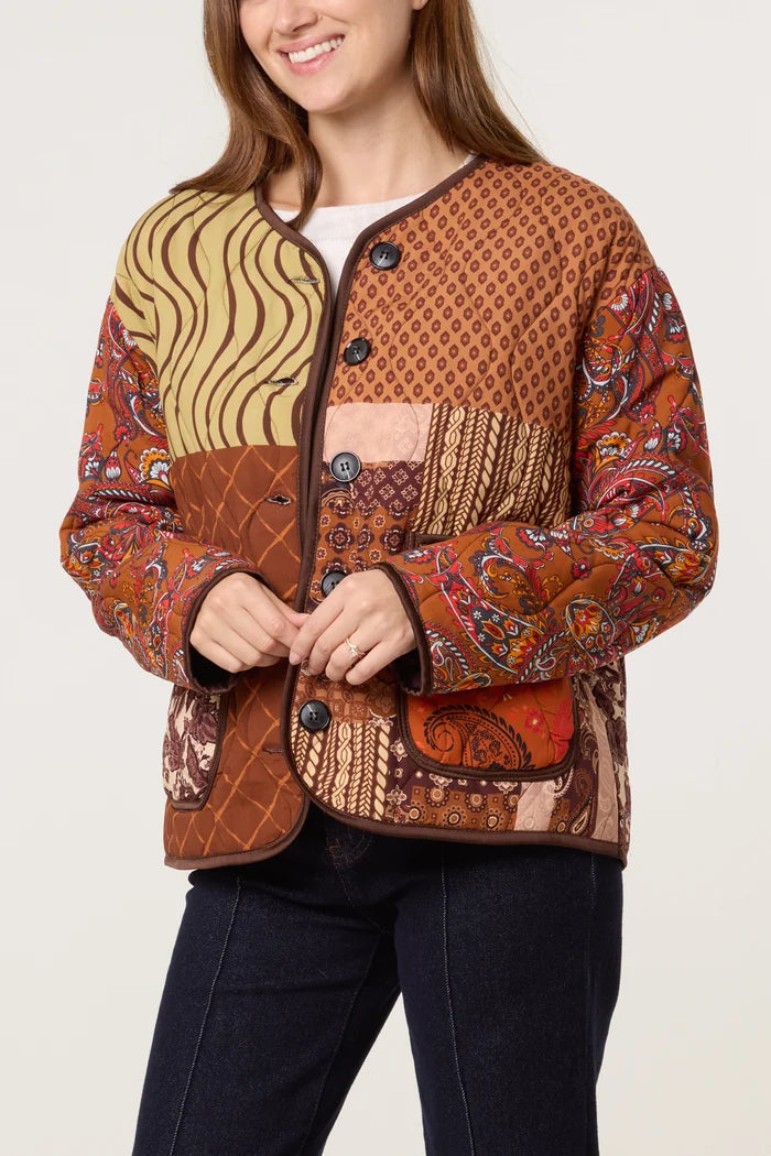 Patchwork Print Quilted Jacket