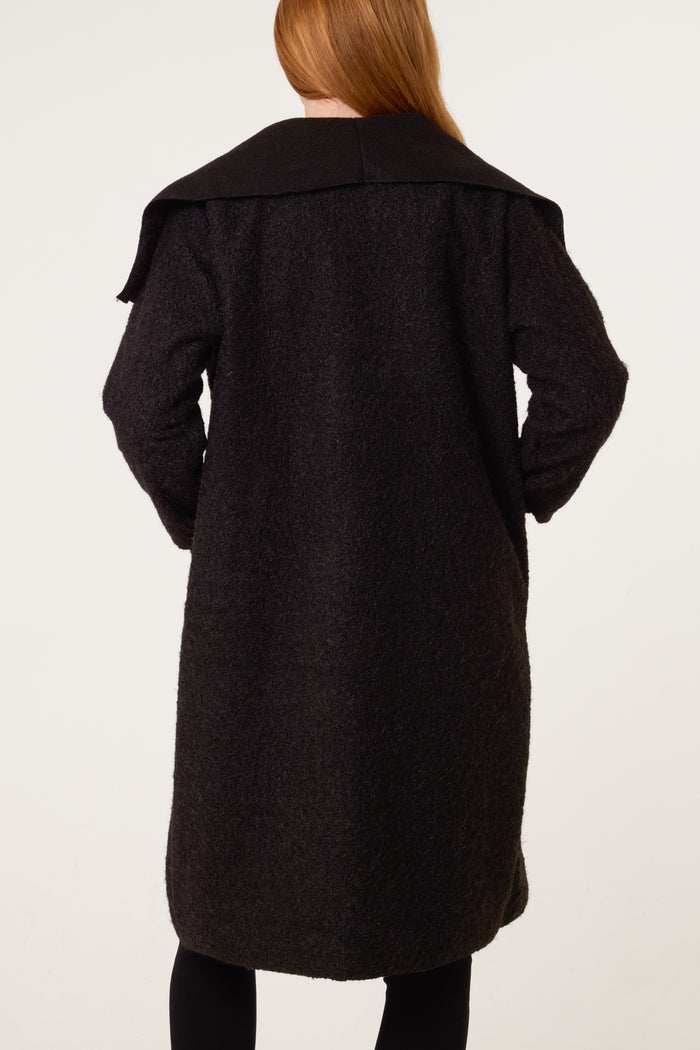 Black Brushed Waterfall Coat