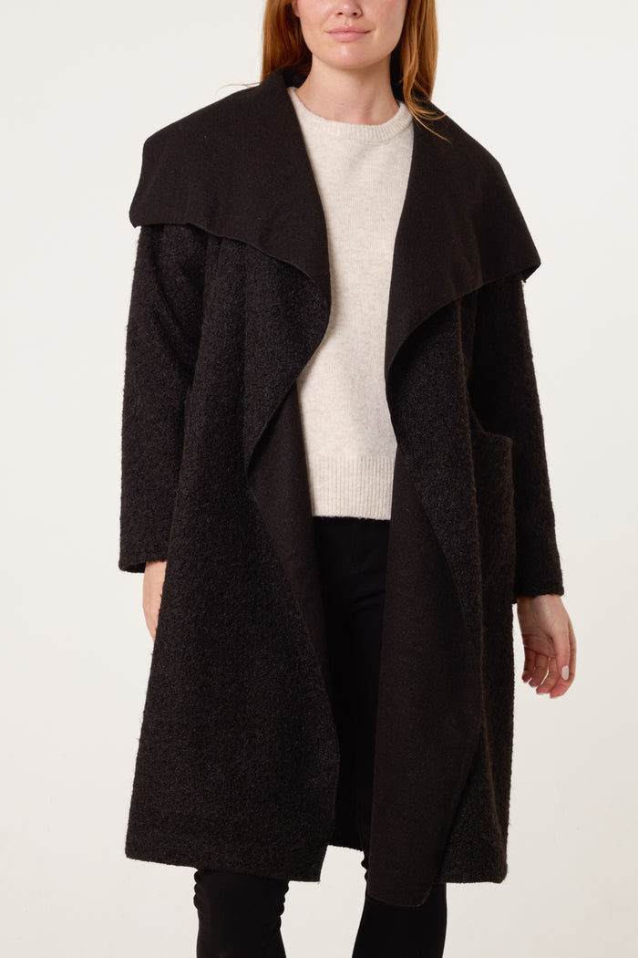 Black Brushed Waterfall Coat
