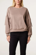 Mocha Studs And Fringe Sweatshirt