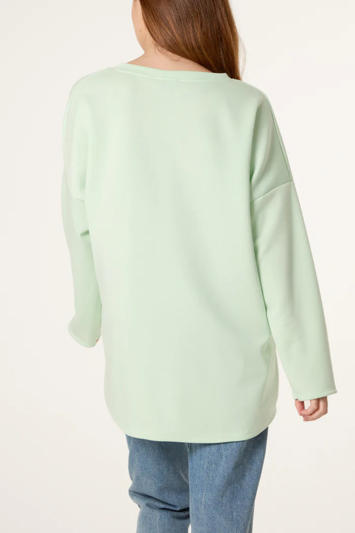 Mint Amour Dip Hem Sweatshirt