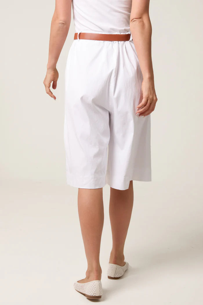 White Belted Vintage Style Bermuda Shorts