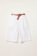 White Belted Vintage Style Bermuda Shorts