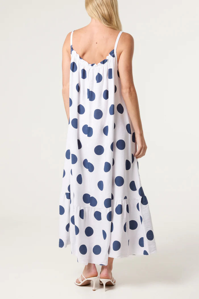White and Navy Polka Dot Sundress