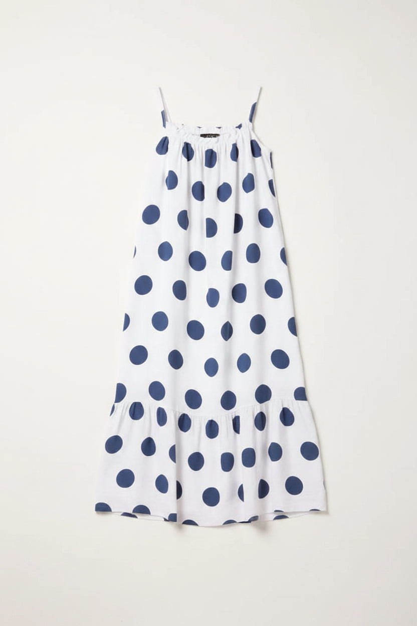White and Navy Polka Dot Sundress