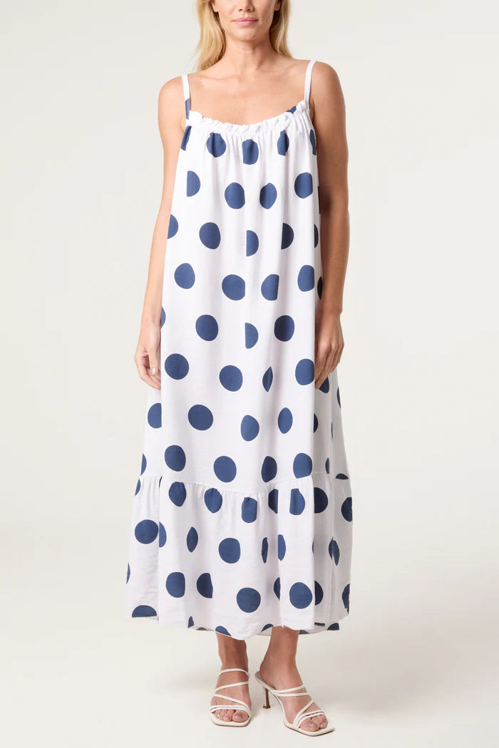White and Navy Polka Dot Sundress