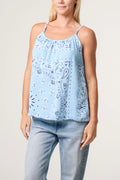Blue Bandana Print Cotton Cheesecloth Strappy Top