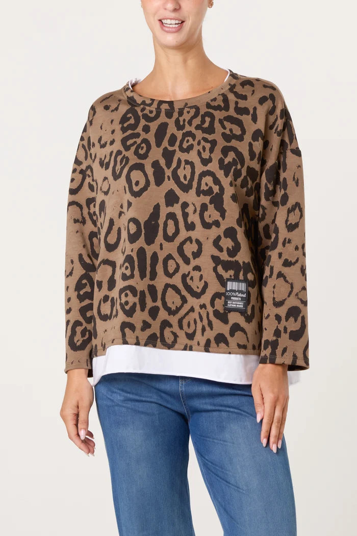 Double Layer Leopard Print Top