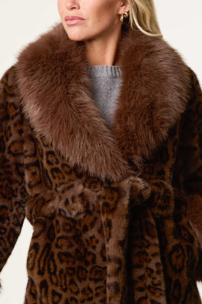 Leopard Print Faux Fur Coat
