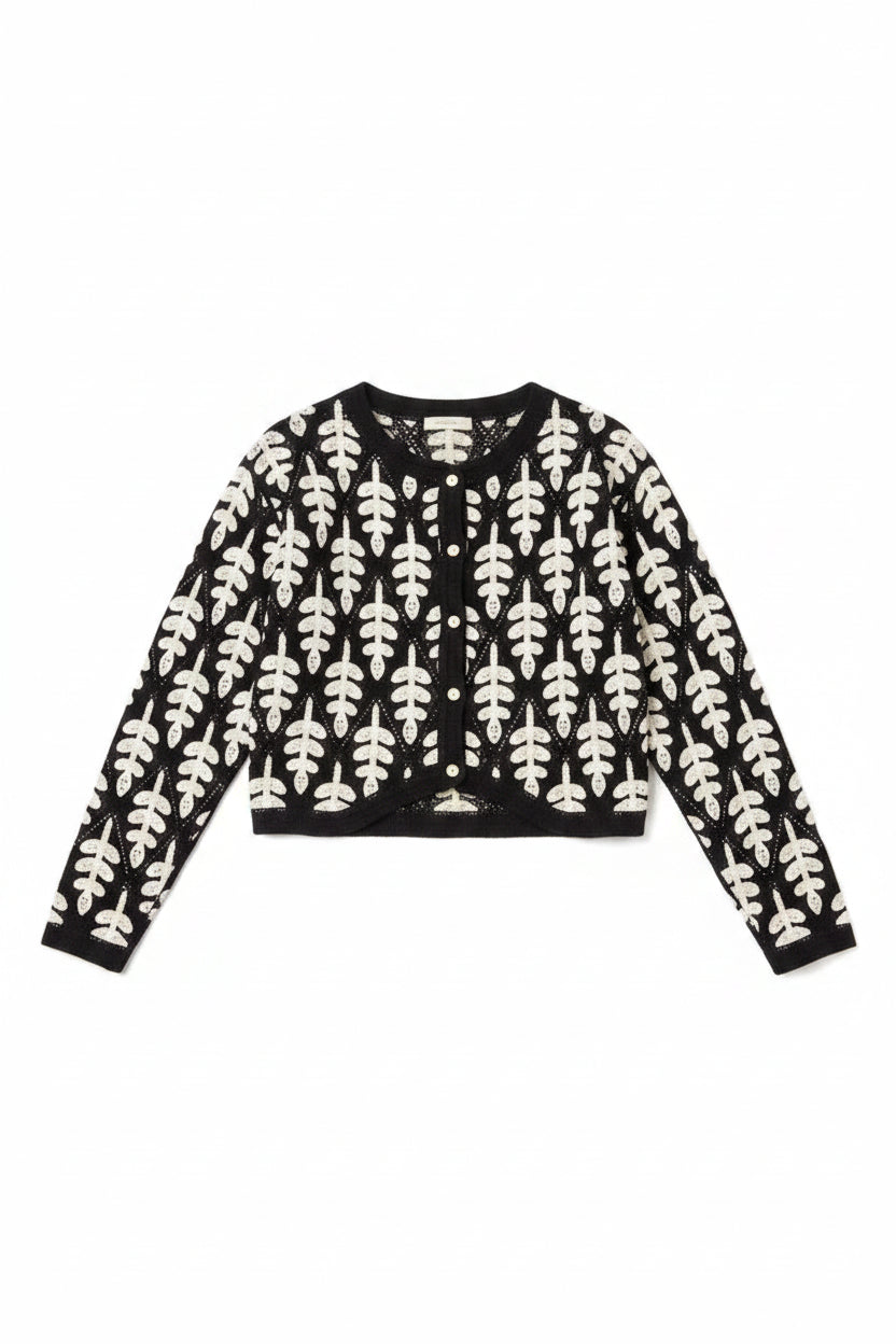 Crochet Leaf Pattern Cardigan