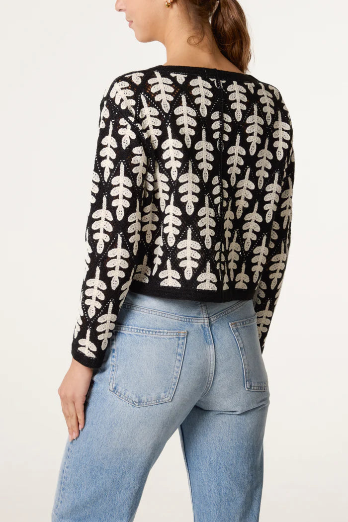 Crochet Leaf Pattern Cardigan