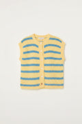 Yellow Knitted Button Stripe Vest