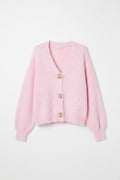 Bubblegum Pink Gold Shell Button Cardigan