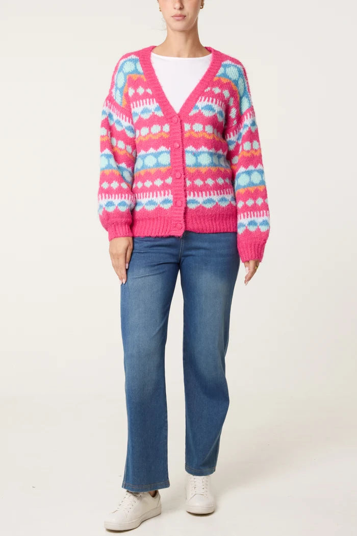 Multi Coloured Fair isle Knit Cardigan