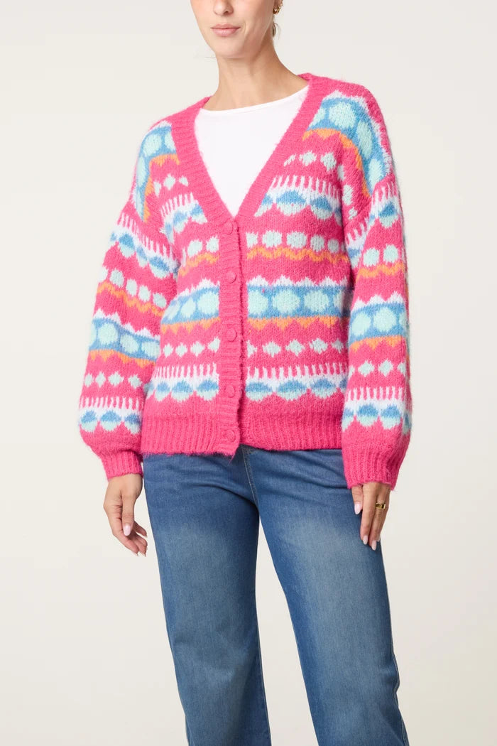 Multi Coloured Fair isle Knit Cardigan
