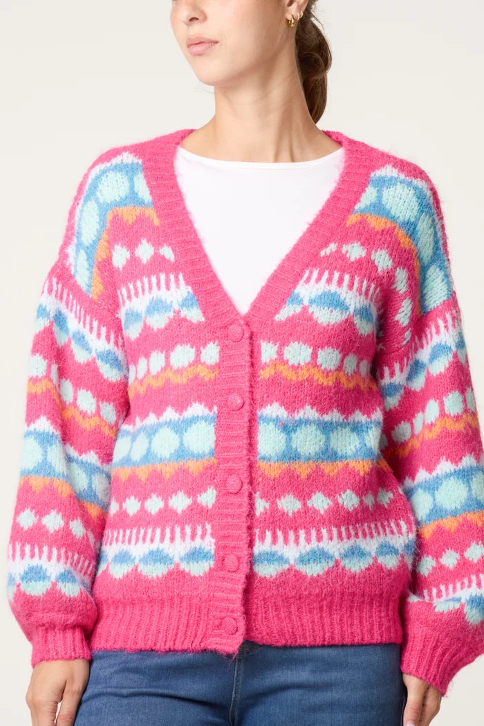Multi Coloured Fair isle Knit Cardigan