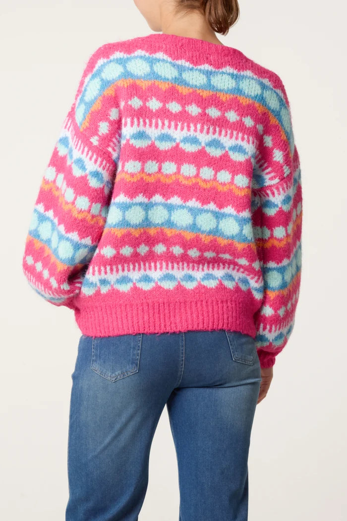 Multi Coloured Fair isle Knit Cardigan
