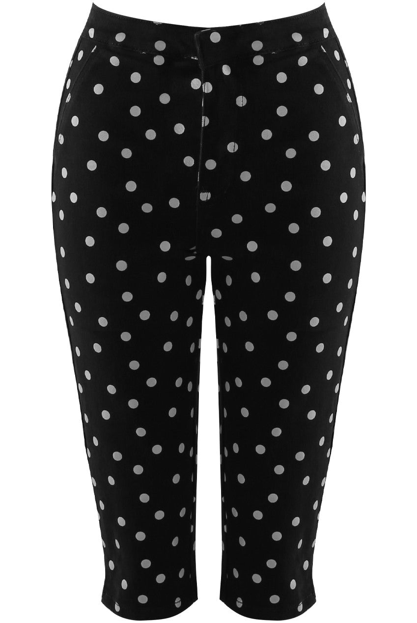 Black And White Polka Dot Capri Pedal Pushers