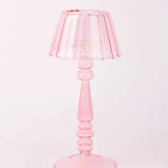 Light Pink Lamp-Style Glass Tealight Holder