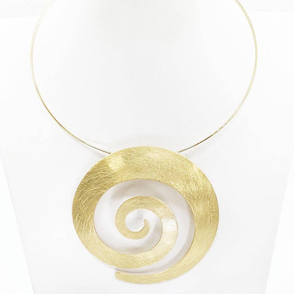 Statement Large Swirl Golden Solid Necklace
