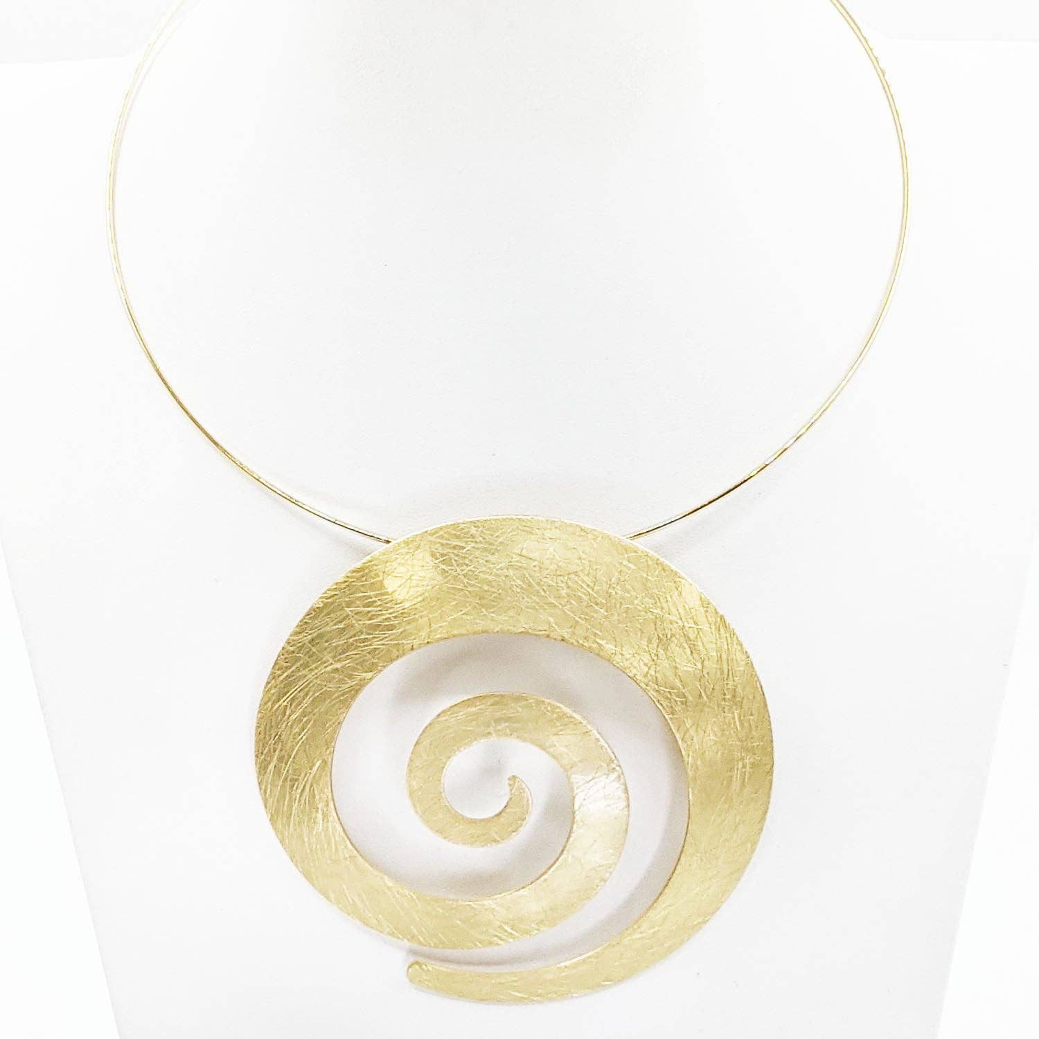Statement Large Swirl Golden Solid Necklace
