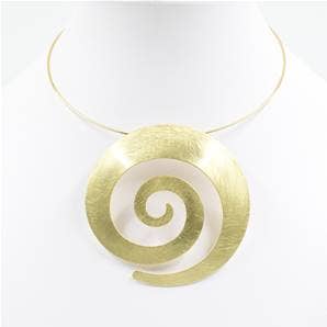 Statement Large Swirl Golden Solid Necklace