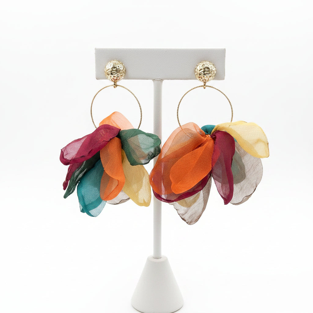 Golden Hoop Fabric Earring