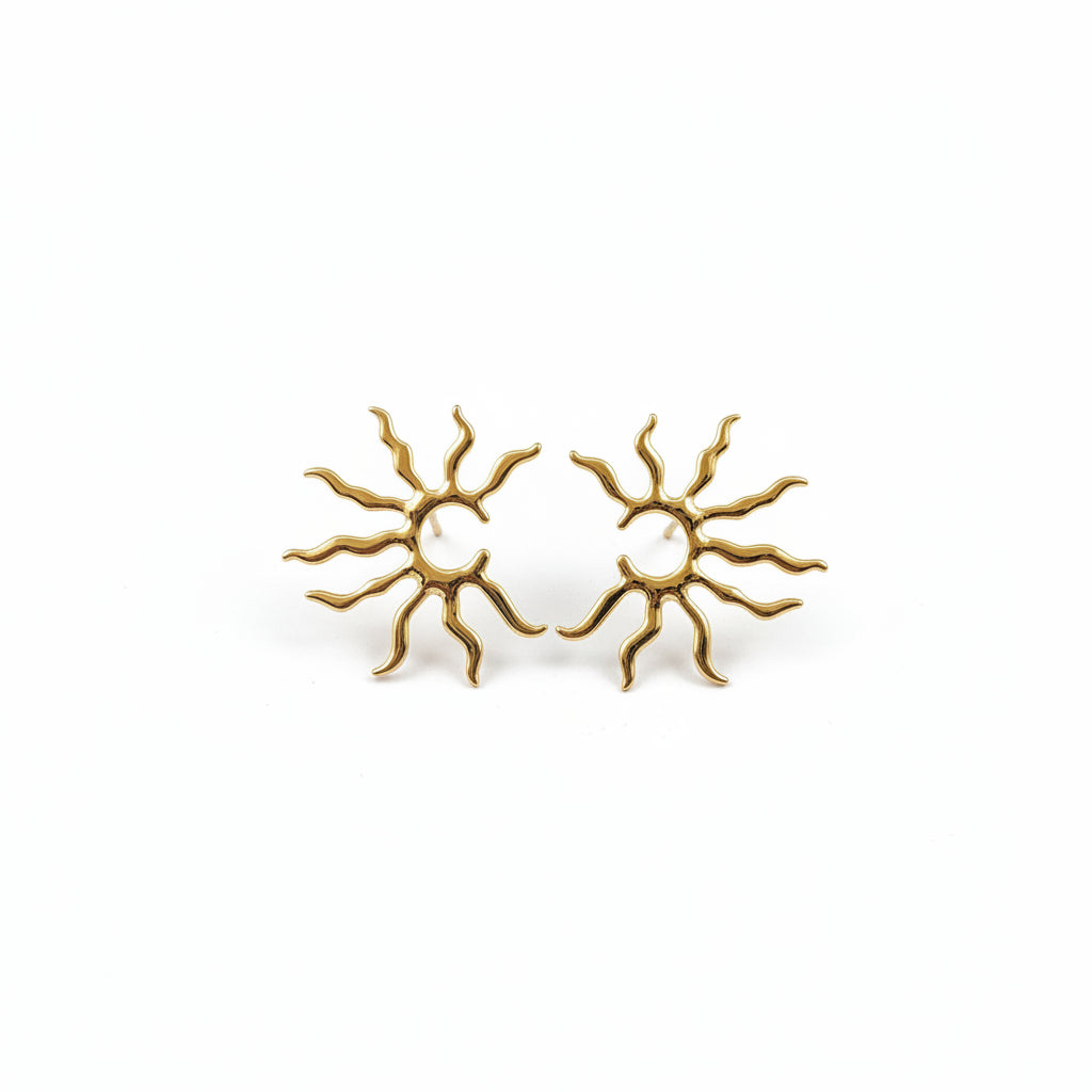 Golden Statement Sun Ray Earrings