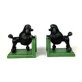Cast Iron Antiqued Pair of Black Poodle Bookends