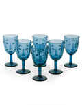 Blue Deco Face Wine Glass