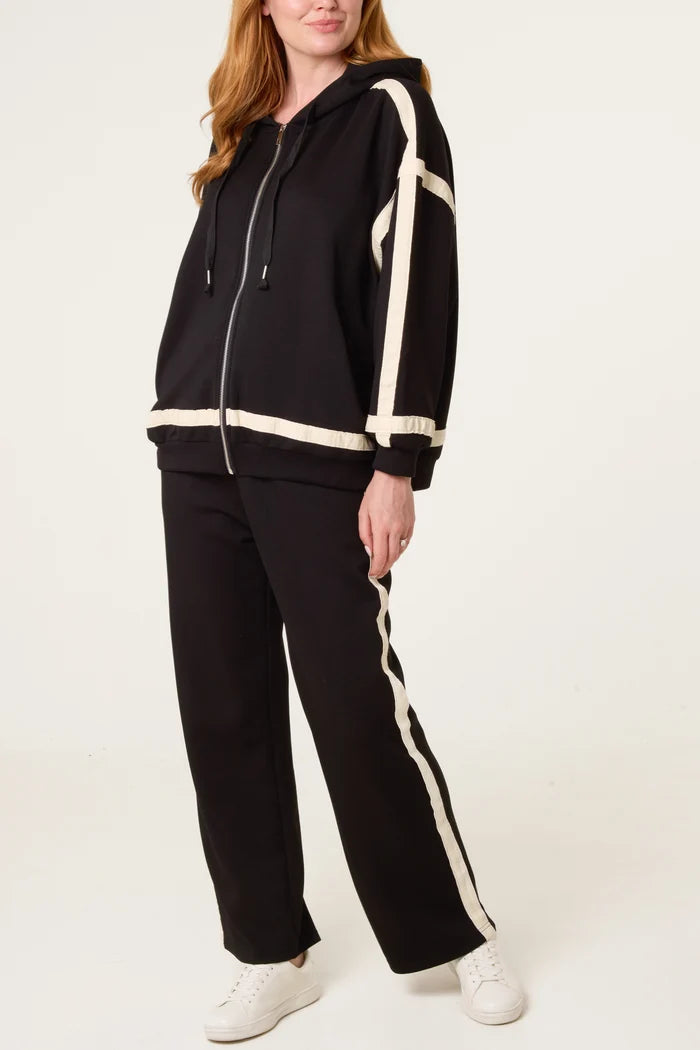 Black Stripe Hoodie and Jogger Set