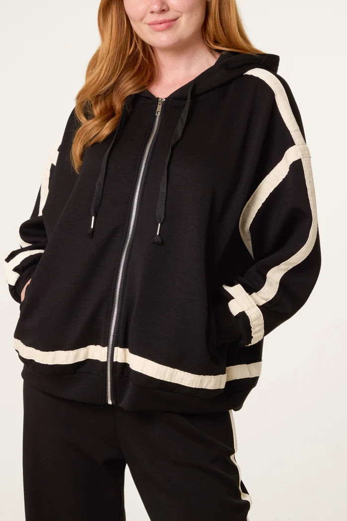Black Stripe Hoodie and Jogger Set