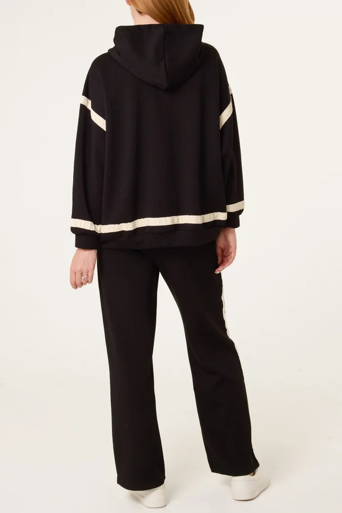 Black Stripe Hoodie and Jogger Set