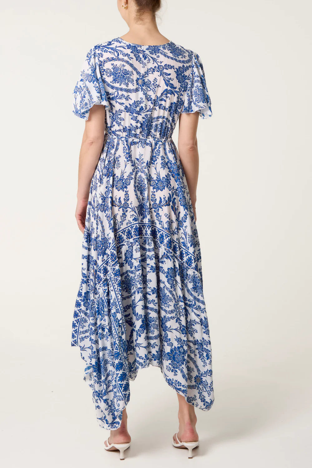 Blue Willow Vintage Print Hanky Hem Dress