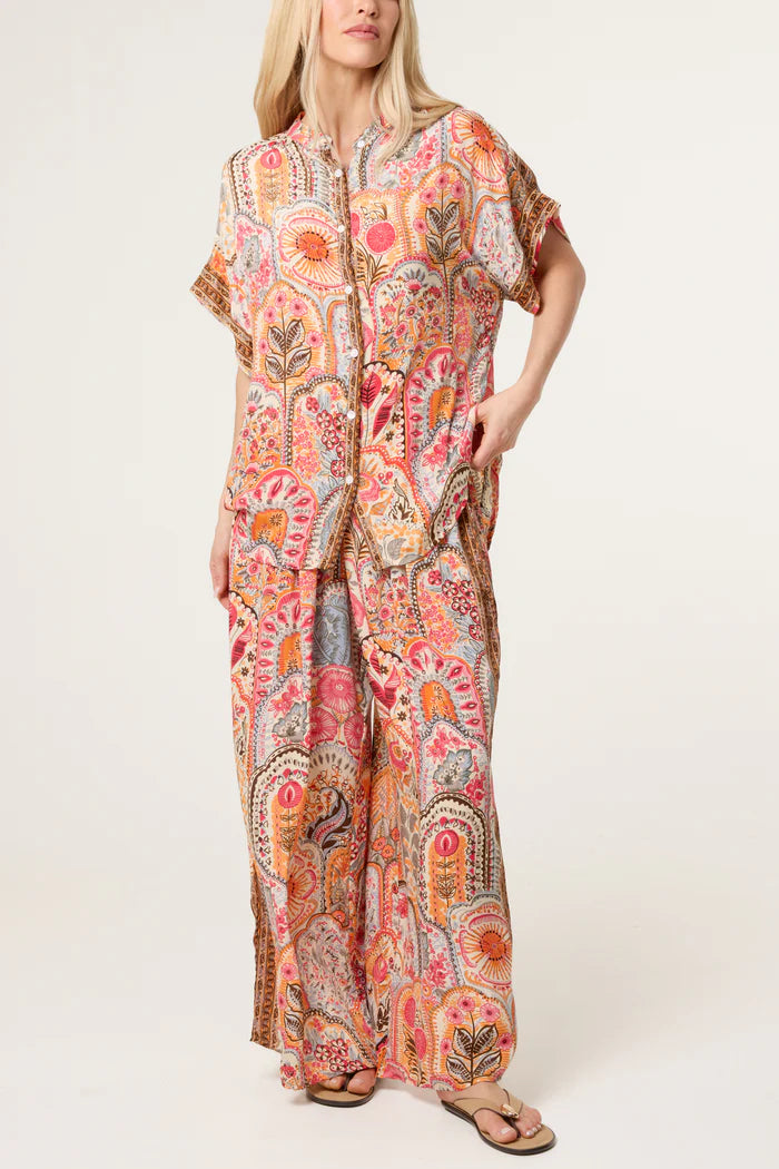 Abstract Print Shirt and Trousers Co Ord