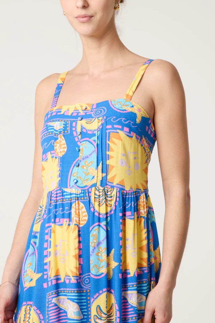 Blue Sun Print Sundress