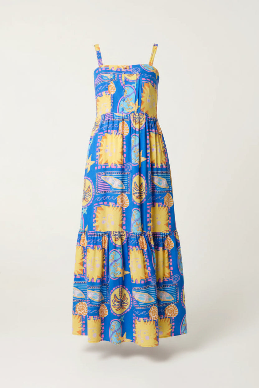 Blue Sun Print Sundress