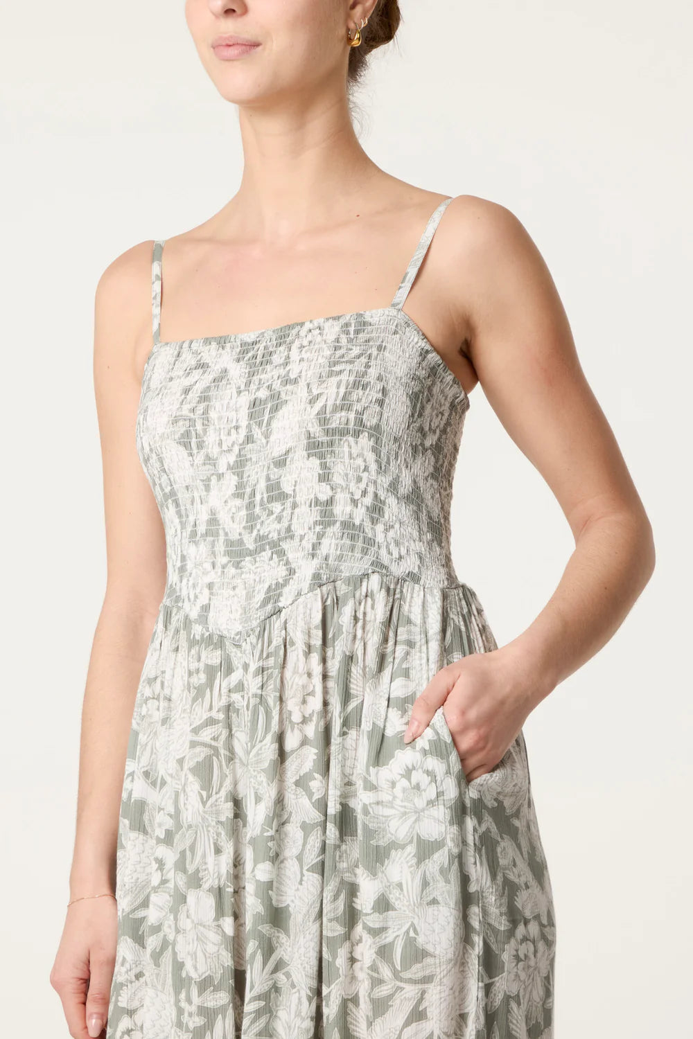 Sage Botanical Strappy Jumpsuit