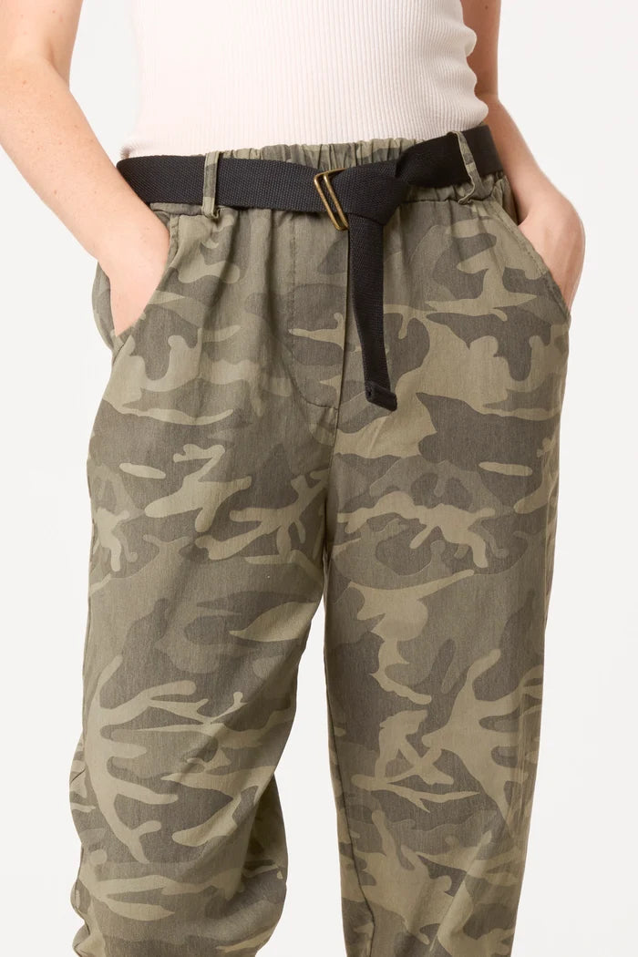 Khaki Belted Camouflage Trousers