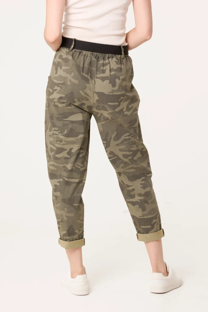 Khaki Belted Camouflage Trousers