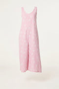 Pink Leaf Print Jumpsuit