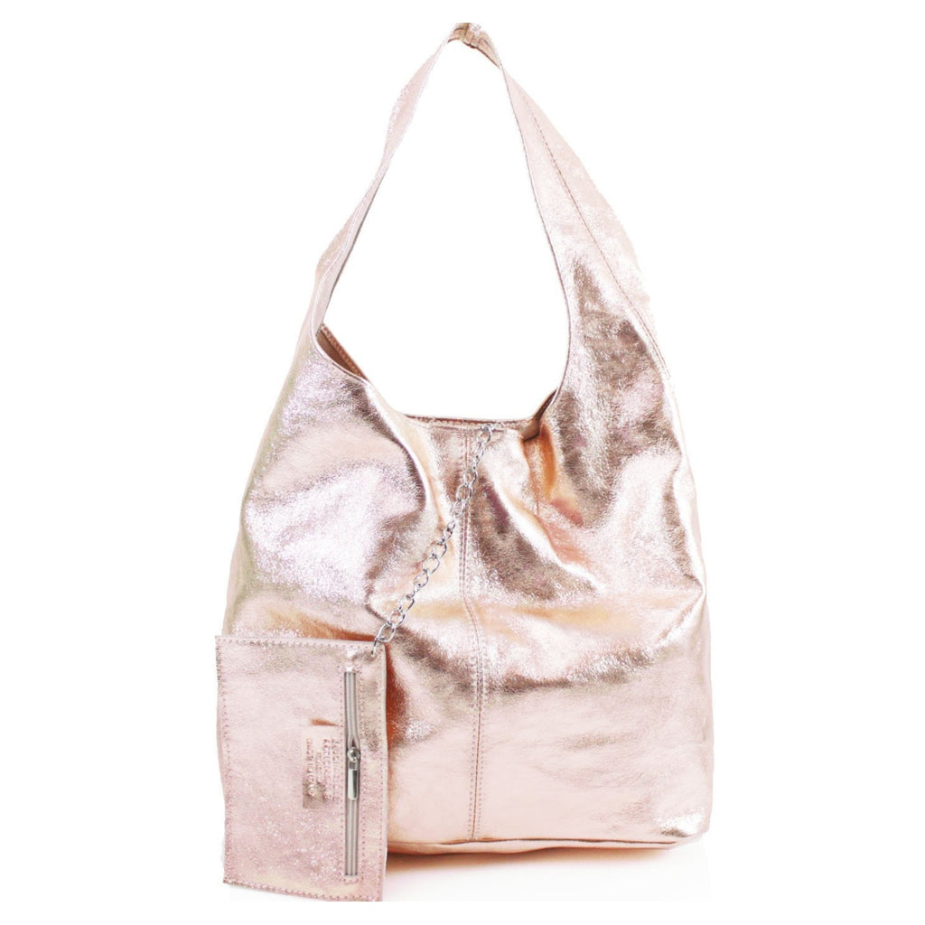 Large Metallic Leather Shoulder Bag