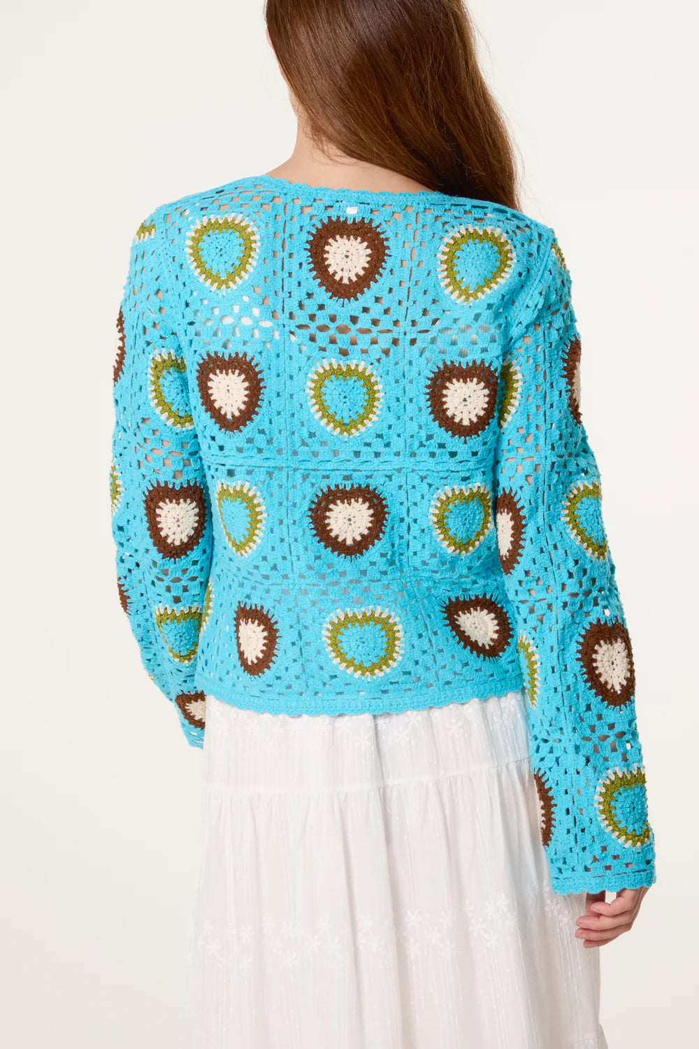 Turquoise Crochet Hearts Jumper