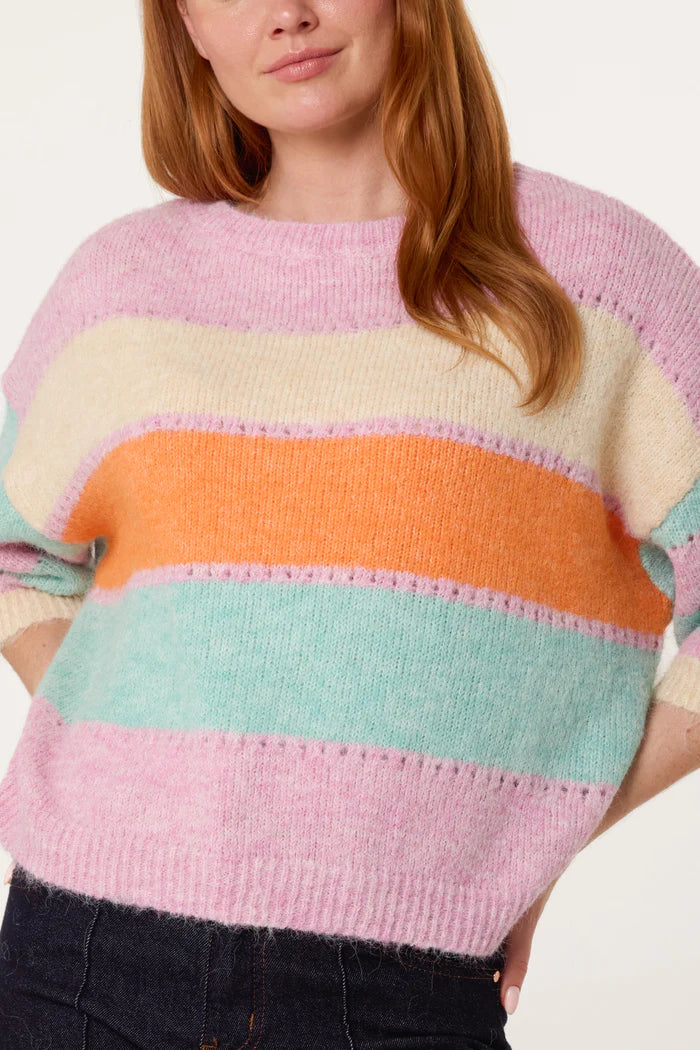 Wide Sleeve Colour Block Jumper