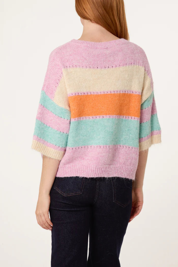 Wide Sleeve Colour Block Jumper