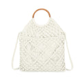 Wooden Handle Crochet Cross Body Bag